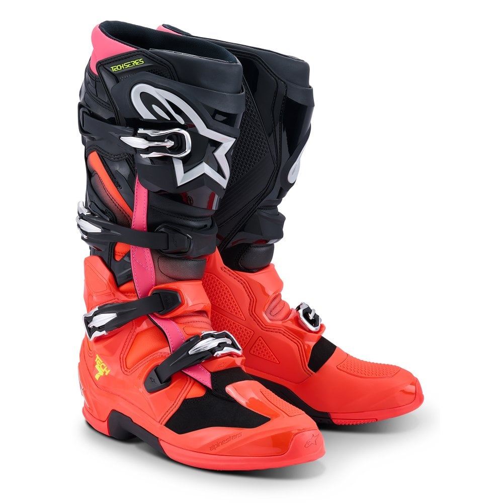 Alpinestars 2026 Tech 7 MX Boots Black Red Flo Pink Flo